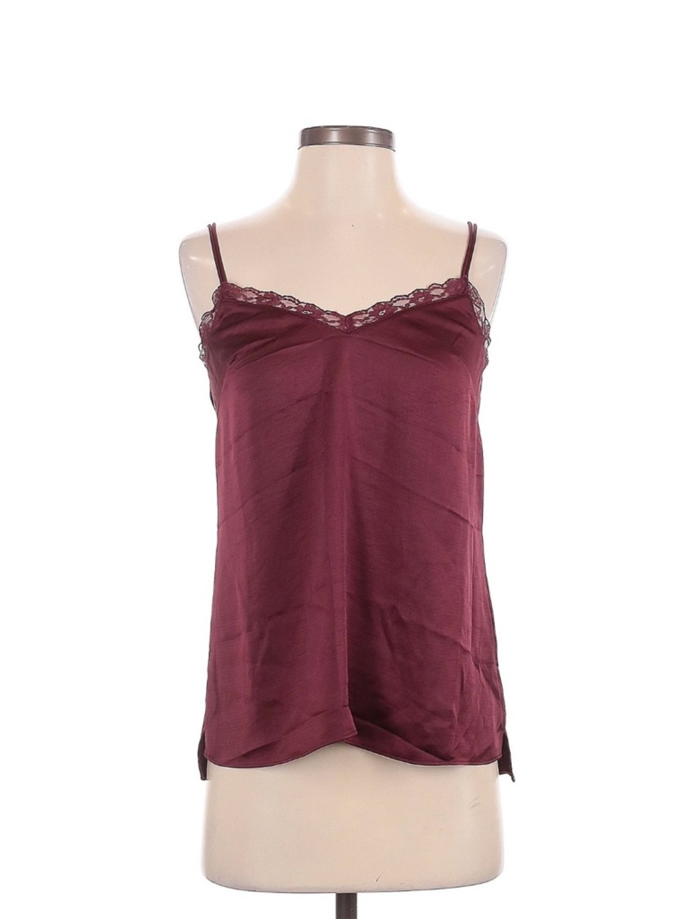 AllSaints Lace-Trim Satin Cami - Burgundy